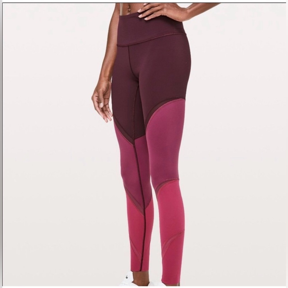 Lululemon Athletica Colour me Ombré Burgundy and Pink Leggings